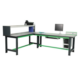Etabli informatique en L gris et vert