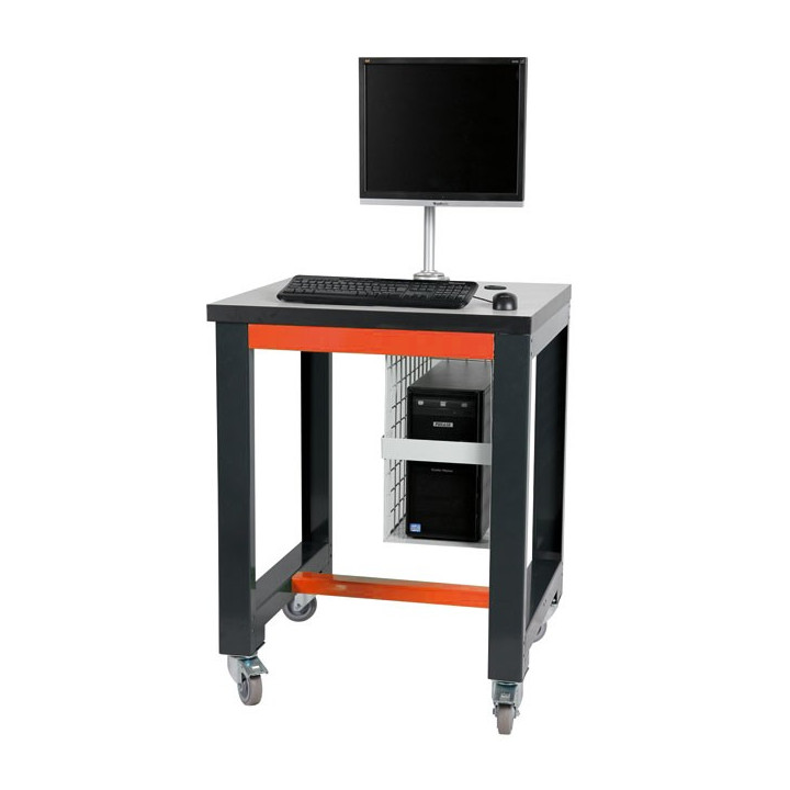 Desserte informatique industrielle à roulettes