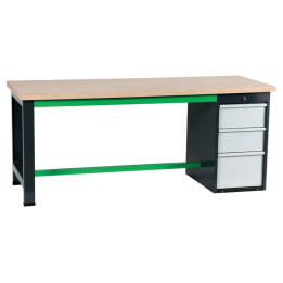 Etablis coffre 3 tiroirs gris et vert