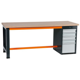 Etablis coffre 5 tiroirs gris et orange