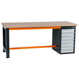 Etablis coffre 7 tiroirs gris et orange