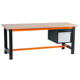 etabli gris et orange avec coffre suspendu 400 à 1 tiroir
