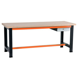 Etabli gris et orange avec coffre 100 à 1 tiroir