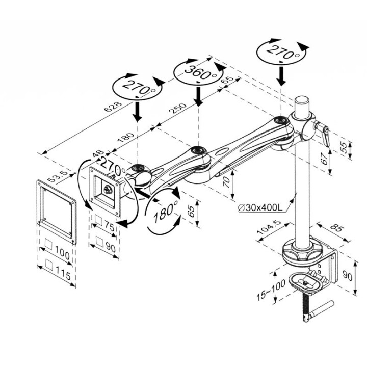 Bras de support pour écran plat